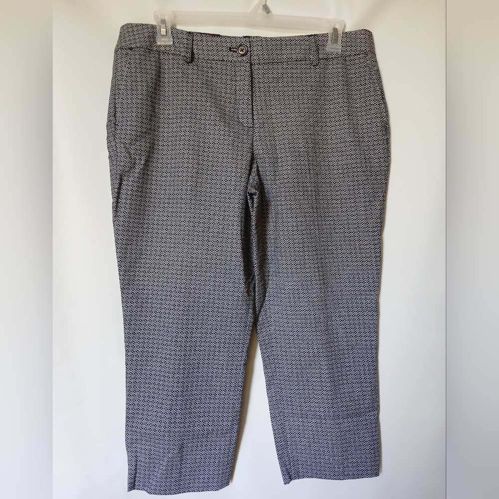 Hilary Radley Womens Cropped Ankle Pant Size 14 Color Black/White Pattern